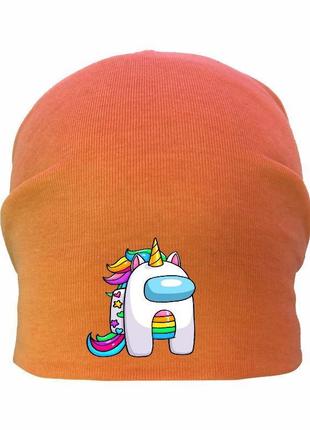 Шапка детская амонг ас оранжевая (au-008) размеры 50-52 см, 54-56 см