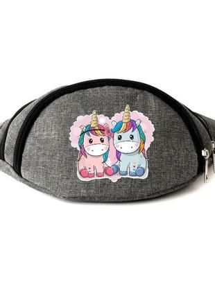 Сумка бананка единорог 0013 (unicorn) на пояс cappuccino edn 0013 grey серый