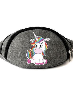Сумка бананка единорог 0022 (unicorn) на пояс cappuccino edn 0022 grey серый