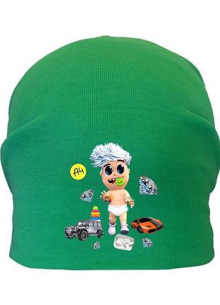 Шапка детская влад а4 бумага зеленая (а4-006) 50-52 см,54-56 см