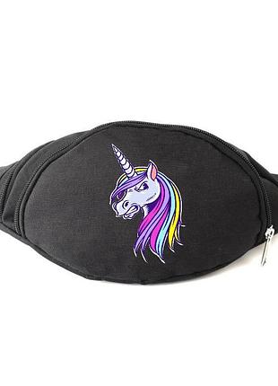 Сумка бананка единорог 007 (unicorn) на пояс cappuccino edn 007 black черный