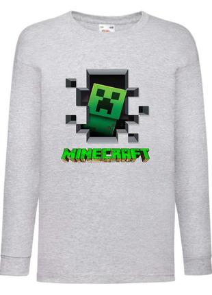Лонгслив реглан майнкрафт (minecraft 003) размер 116-128-140-152-164 серый