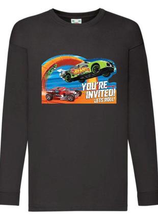 Лонгслив реглан хотвилс hot wheels (hotwheels-0010) размер 116-140-152 черный