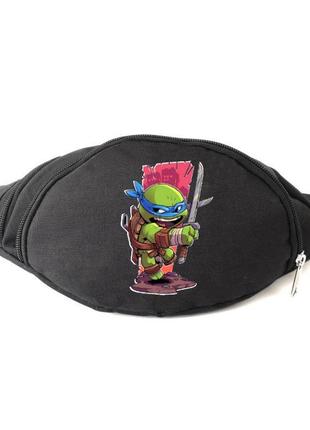 Сумка бананка черепашки ниндзя на пояс cappuccino (turtle-007) черная