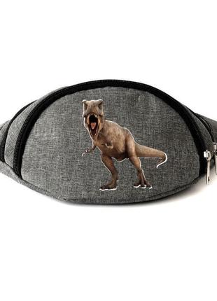 Сумка бананка парк юрского периода на пояс cappuccino (jp-0010) серый