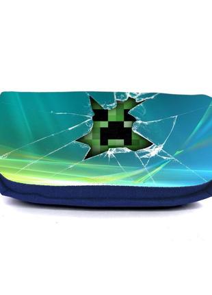 Школьный пенал майнкрафт органайзер универсальный (minecraft-002-blue) синий