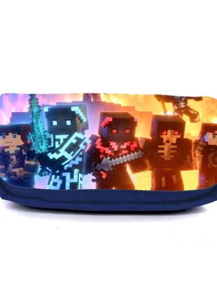 Школьный пенал майнкрафт органайзер универсальный (minecraft-0027-blue) синий