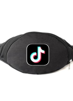 Сумка бананка на пояс cappuccino toys tik tok тик ток лого 01 черная