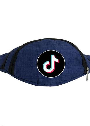 Сумка бананка на пояс cappuccino toys tik tok тик ток лого 02 синяя