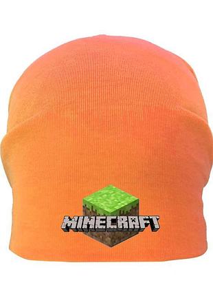 Шапка детская майнкрафт minecraft оранжевая (а4-002) 50-52, 54-56 см