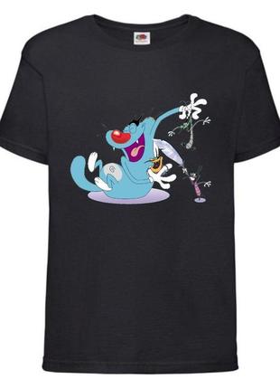 Футболка детская огги и тараканы (oggy and cockroaches) черная (top og blc2)