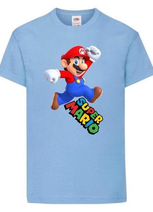 Футболка супер марио (super mario) голубая (smar sbl-8)