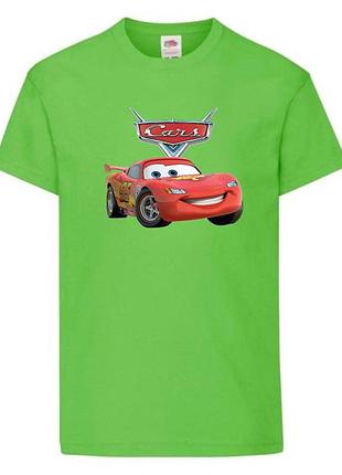 Футболка детская тачки (cars-010) светло зеленая, размер 98-104-116-128-140-152-164 см