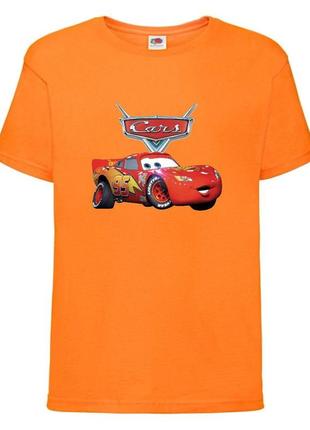 Футболка детская тачки (cars-08) оранжевая, размер 98-104-116-128-140-152-164 см