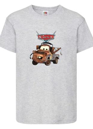 Футболка детская тачки (cars-03) серая, размер 98-104-116-128-140-152-164 см