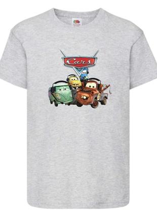 Футболка детская тачки (cars-05) серая, размер 98-104-116-128-140-152-164 см