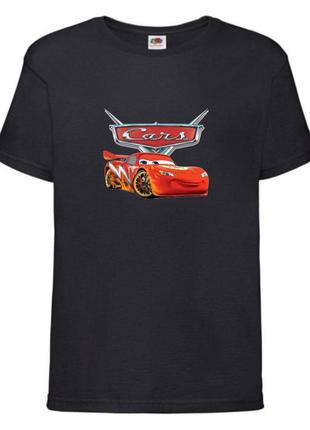 Футболка детская тачки (cars-02) черная, размер 98-104-116-128-140-152-164 см