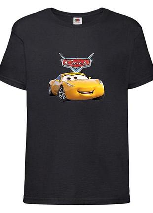 Футболка детская тачки (cars-04) черная, размер 98-104-116-128-140-152-164 см