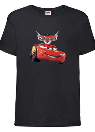Футболка детская тачки (cars-07) черная, размер 98-104-116-128-140-152-164 см