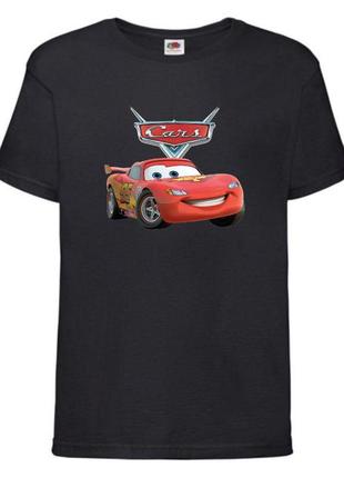 Футболка детская тачки (cars-010) черная, размер 98-104-116-128-140-152-164 см