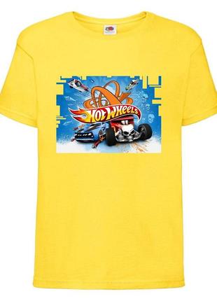 Футболка детская хотвилс (hot wheels-01) желтая, размер 98-104-116-128-140-152-164 см