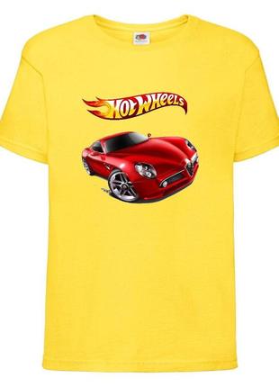 Футболка детская хотвилс (hot wheels-02) желтая, размер 98-104-116-128-140-152-164 см