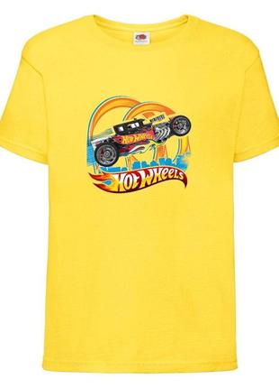 Футболка детская хотвилс (hot wheels-07) желтая, размер 98-104-116-128-140-152-164 см