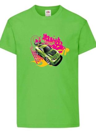 Футболка детская хотвилс (hot wheels-04) светло зеленая, размер 98-104-116-128-140-152-164 см