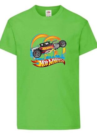 Футболка детская хотвилс (hot wheels-06) светло зеленая, размер 98-104-116-128-140-152-164 см