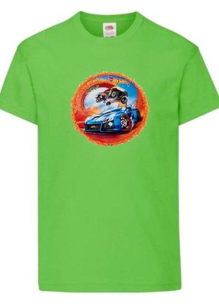 Футболка детская хотвилс (hot wheels-08) светло зеленая, размер 98-104-116-128-140-152-164 см
