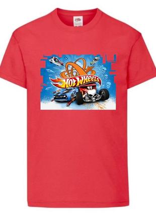 Футболка детская хотвилс (hot wheels-01) красная, размер 98-104-116-128-140-152-164 см