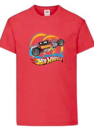 Футболка детская хотвилс (hot wheels-05) красная, размер 98-104-116-128-140-152-164 см