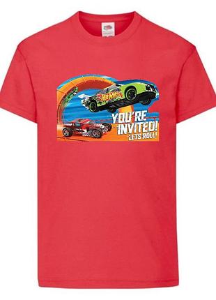 Футболка детская хотвилс (hot wheels-06) красная, размер 98-104-116-128-140-152-164 см