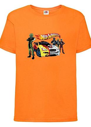Футболка детская хотвилс (hot wheels-03) оранжевая, размер 98-104-116-128-140-152-164 см