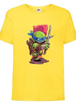 Футболка детская черепашки ниндзя (mutant ninja turtles017) желтая, размер 98-104-116-128-140-152-164 см