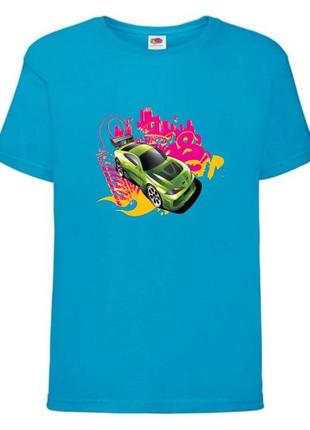 Футболка детская хотвилс (hot wheels-05) голубая, размер 98-104-116-128-140-152-164 см
