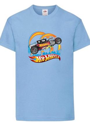Футболка детская хотвилс (hot wheels-08) светло голубая, размер 98-104-116-128-140-152-164 см