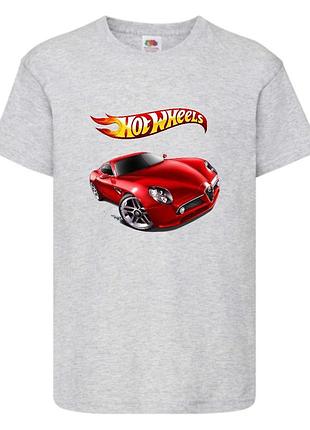 Футболка детская хотвилс (hot wheels-03) серая, размер 98-104-116-128-140-152-164 см
