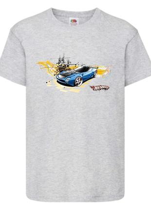 Футболка детская хотвилс (hot wheels-012) серая, размер 98-104-116-128-140-152-164 см