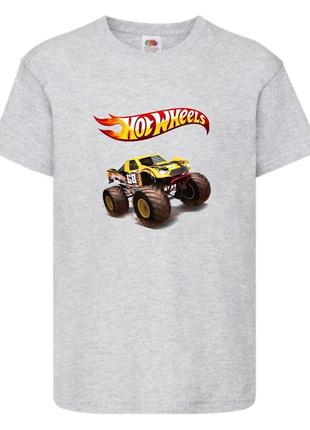 Футболка детская хотвилс (hot wheels-013) серая, размер 98-104-116-128-140-152-164 см