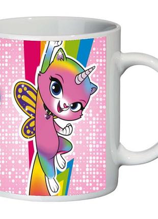 Кружка радужно бабочково единорожная кошка supercup (чашка-sc-rainbow butterfly unicorn kitty-005)
