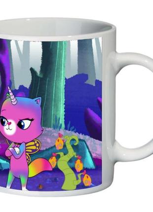 Кружка радужно бабочково единорожная кошка supercup (чашка-sc-rainbow butterfly unicorn kitty-009)