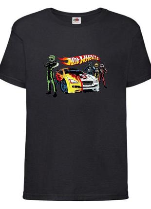 Футболка детская хотвилс (hot wheels-03) черная, размер 98-104-116-128-140-152-164 см