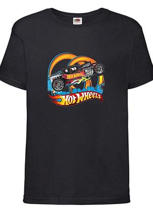 Футболка детская хотвилс (hot wheels-06) черная, размер 98-104-116-128-140-152-164 см