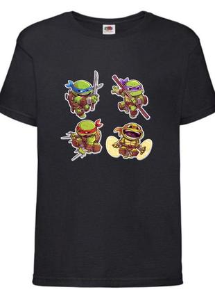 Футболка детская черепашки ниндзя (mutant ninja turtles012) черная, размер 98-104-116-128-140-152-164 см