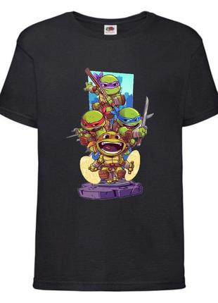 Футболка детская черепашки ниндзя (mutant ninja turtles013) черная, размер 98-104-116-128-140-152-164 см