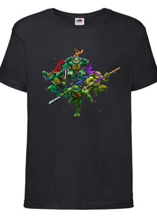 Футболка детская черепашки ниндзя (mutant ninja turtles021) черная, размер 98-104-116-128-140-152-164 см