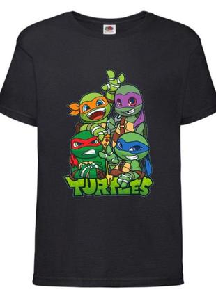 Футболка детская черепашки ниндзя (mutant ninja turtles023) черная, размер 98-104-116-128-140-152-164 см