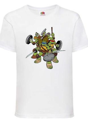 Футболка детская черепашки ниндзя (mutant ninja turtles02) белая, размер 98-104-116-128-140-152-164 см