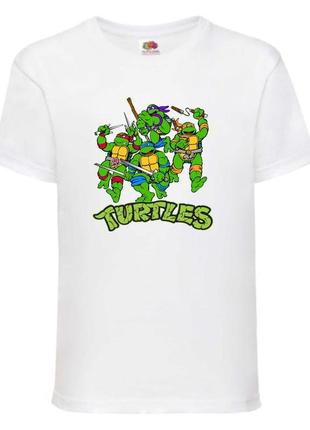 Футболка детская черепашки ниндзя (mutant ninja turtles05) белая, размер 98-104-116-128-140-152-164 см